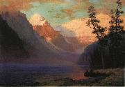 Albert Bierstadt Evening Glow at Lake Louise, Rocky Mountains, Canada Sweden oil painting artist